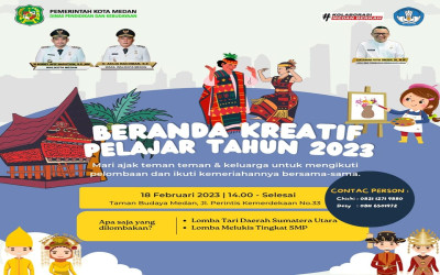 UPT SMP Negeri 1 Medan sangat mendukung kegiatan Beranda Kreatif Pelajar Tahun 2023